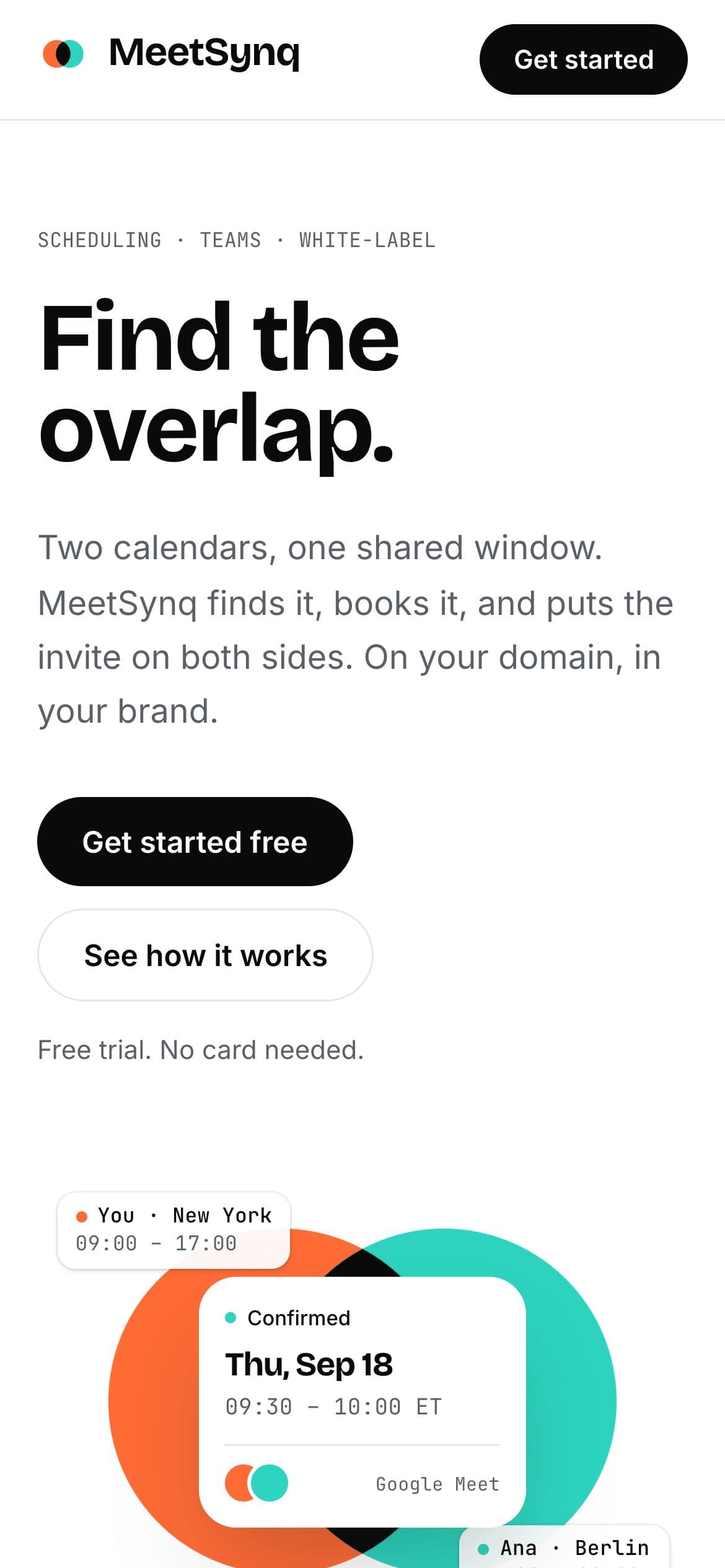MeetSynq home page on a phone