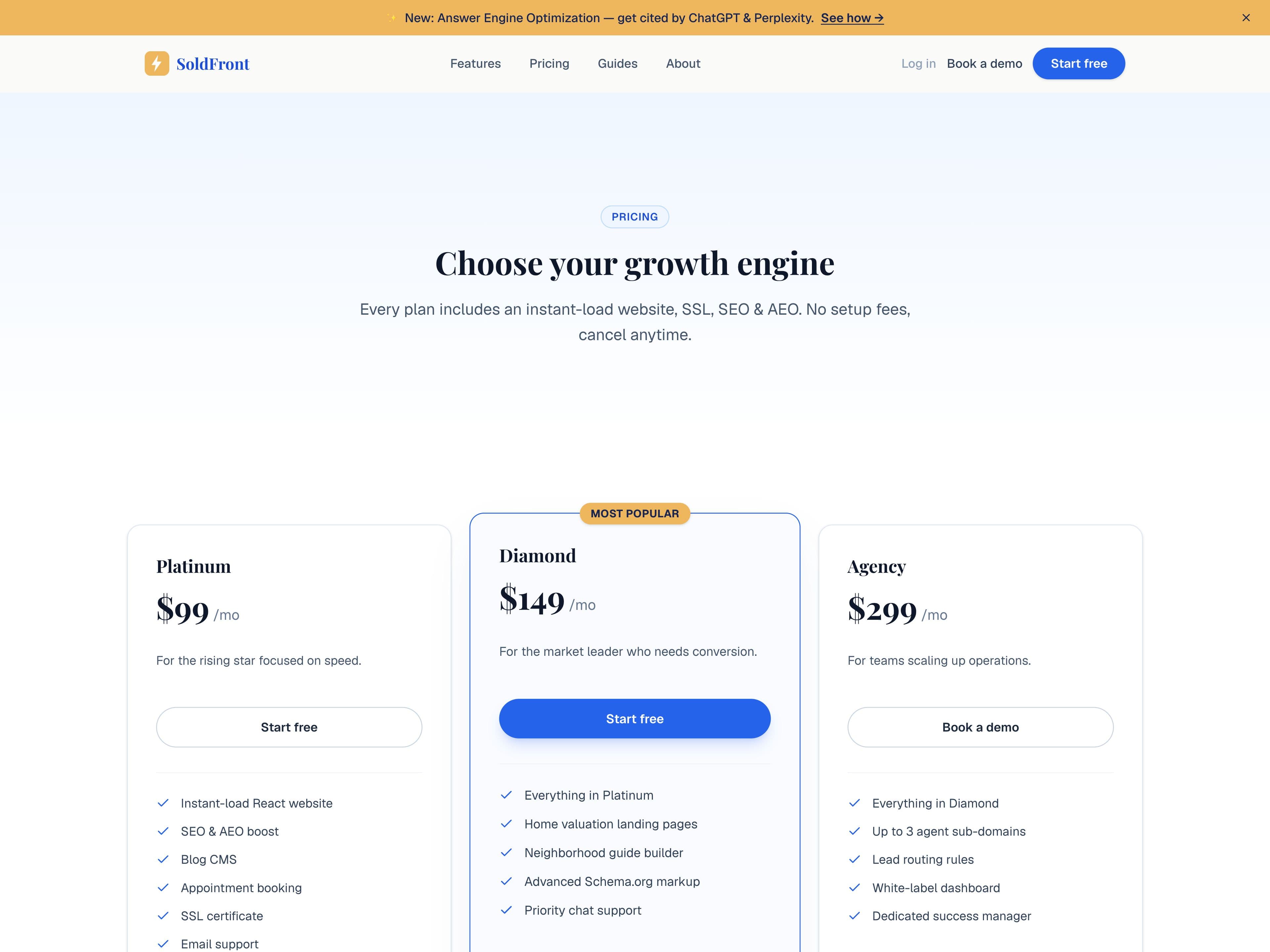 SoldFront: Pricing